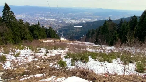 Top view of the gorge and the cable car in the mountains of northern Bohemia. Stock Footage 238033628