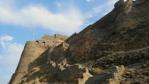 Top view of Gori with Virgin Mary Cathedral on foreground. Georgia Stock Footage 101177383