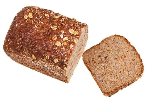 Top view of grain bread loaf top view of grain bread loaf and sliced hunch... Stock Photos