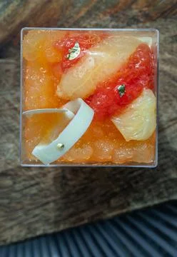 Top view of Grapefruit mousse yoghurt-whipped bursting with juicy grapefrui.. Stock Photos