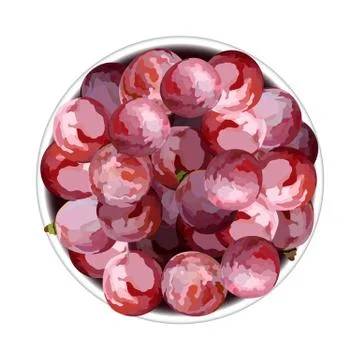 Top view of grapes in a plate vector illustration Stock Illustration