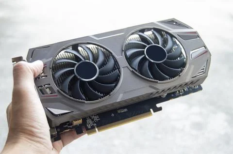 Top view of graphics card, computer parts Stock Photos