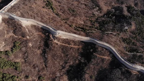 Top view on Great Wall of China, defensive construction build from stone bricks Stock Footage 106089622