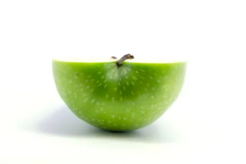 Top view green apple half sliced Stock Photos