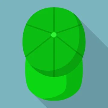 Top view of green baseball cap icon, flat style Stock Illustration