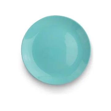 Top view of green empty plate on isolated, white background, with a shadow 스톡 사진
