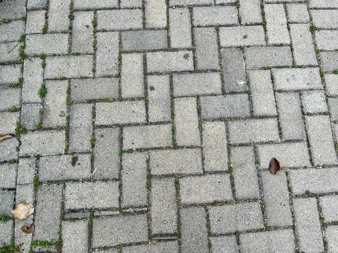 Top View of Grey Concrete Interlocking Paving Block Footpath Stock Photos