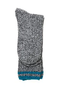 Top view of grey woolen winter socks on white background Stock Photos