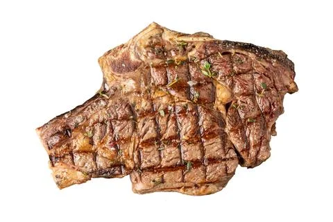 Top view of Grilled tomahawk steak on white background Stock Photos