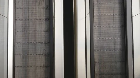 Top view of a group of escalators of a shopping center in Bari. The stairs ar Video stock 132008881