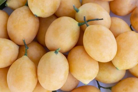 Top view of group Maprang or Plum mangos Stock-Fotos