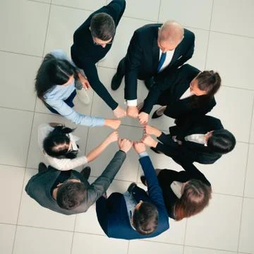 Top view. group of young professionals standing in a circle Stock Photos