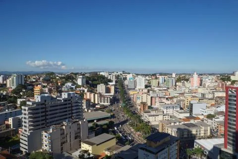 Top view of a growing medium-sized city Stock Photos
