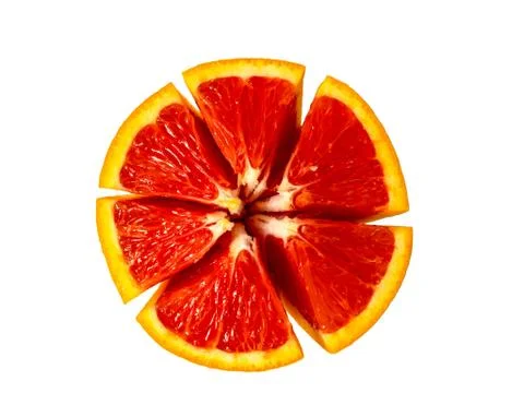 Top view of half cutted red bloody orange. Stock Photos