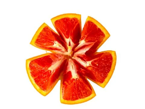 Top view of half cutted red bloody orange. Stock Photos