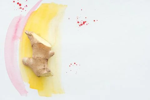 Top view half ginger root Stock Photos