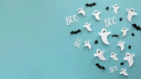 Top view halloween elements with copy space Stock Photos