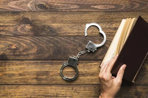 Top view hand opening book with copy space Stock Photos