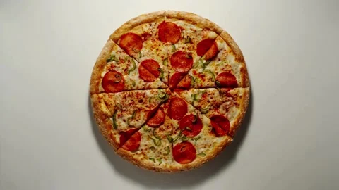 Top view of hands opening pizza cardboard box and taking slices of tasty pizza 库存影片 336586695