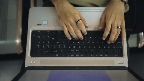 Top view of hands typing on keyboard of Laptop Stock Footage 248856439
