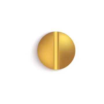 Top view head of screw or bolt golden metal t realistic vector illustration Stock Illustration