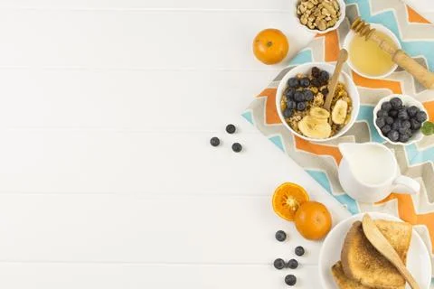 Top view healthy breakfast Stock Photos