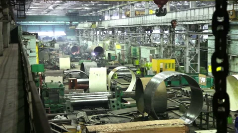 Top view of the heavy engineering workshop Stock Footage 48376578