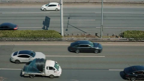 Top View of Heavy Traffic on Multi Lane City Highway Stock-Footage 334694552