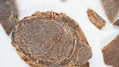 Top view herb CuEZhu or Curcumae Rhizoma or Vinegar Processed Blue Turmeric R Stock Footage 148156622