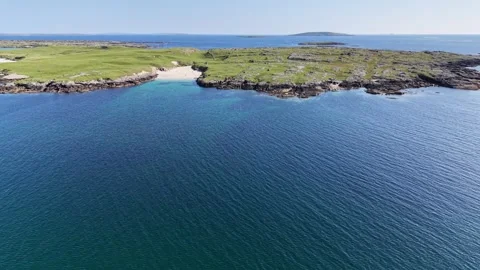 Top view on a hidden beach in dogs Bay, Ireland. Stock Footage 343939125