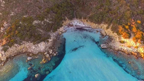 Top View Of The Hidden Paradise Beach. Sardinia Stock Footage 82616353