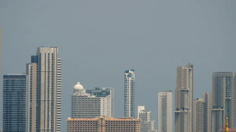 Top view of high building on blue sky background Stock Footage 132730886