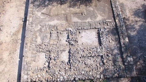 Top view of High Place, Altar and House of Priests at Biblical Dan. DJI-0009-05 Stock Footage 123378522