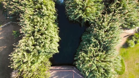 Top view of a high waterfall falling into the mediterranean sea. Clean ecology Stock-Footage 142820260