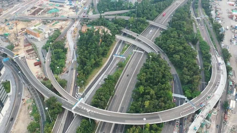Top view of the high way  at west kowloon, hong kong, 26 Oct 2019 Stock Footage 119262916