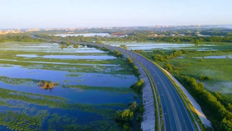 Top view of the highway landscape traffic transport Stock Footage 301346149