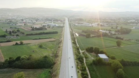 Top view of highway at sunset. Stock Footage 133382533