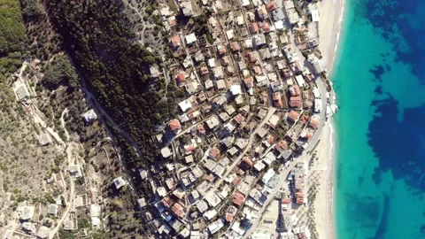 Top View Of The Hills And The Town On The Beach Stock Footage 131590545