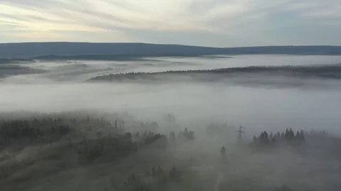 Top view of the hilly area where fog spreads 스톡 동영상 120113453