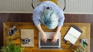 Top View Of Hipster Woman Working From Home Stock Footage