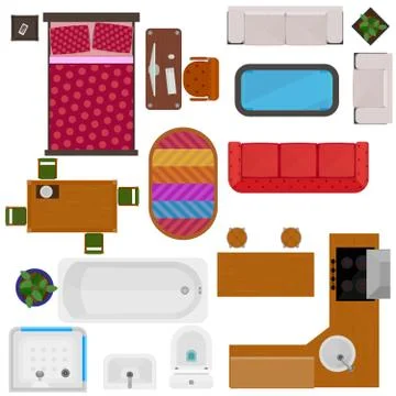 Top View Of Home Furniture Stock Illustration