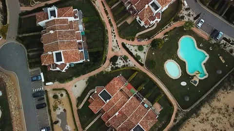 Top view of houses with pool Stock Footage 239633747