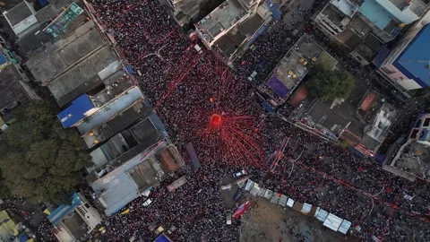 A top view of huge crowd during hindu religious festival.ganesha chaturthi .. Stock Footage 254770970