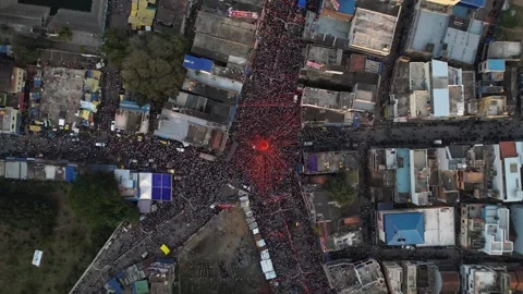 A top view of huge crowd during hindu religious festival.ganesha chaturthi .. Stock Footage 254770977