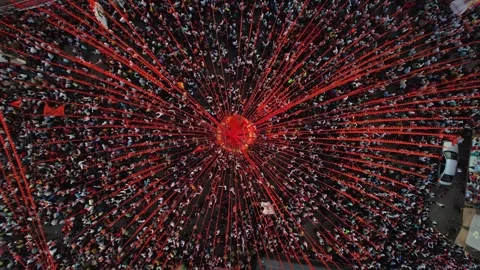 A top view of huge crowd during hindu religious festival.ganesha chaturthi .. Stock Footage 254771008
