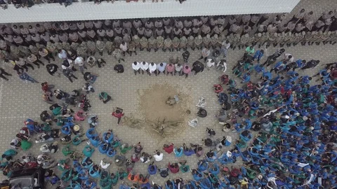 Top View of Huge demonstration of students who protested the policies Stock Footage 125061877