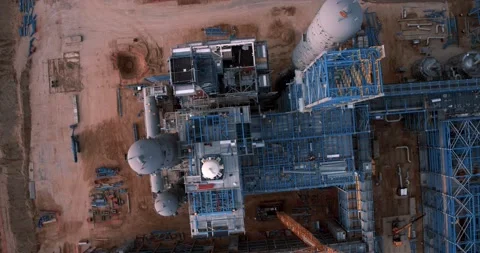 Top view of huge metal structures Stock Footage 138271362