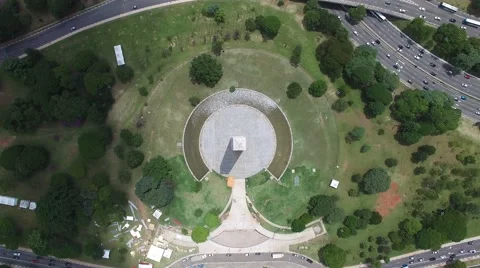 Top view of Ibirapuera and the Obelisk in Sao Paulo, Brazil Stock Footage 59574844