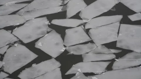 Top view of ice drift on river Stock Footage 259408700