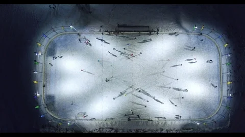 Top view ice rink with skating people Stock Footage 85885483